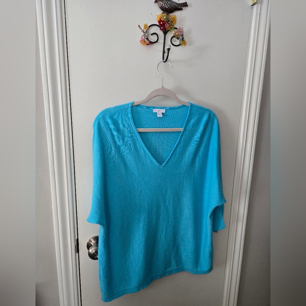J. Jill Turquoise Blue V-Neck Sweater